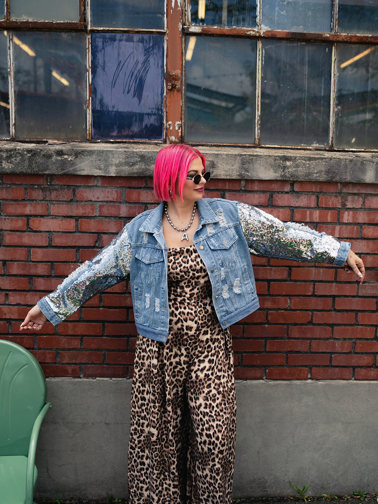 NO APOLOGIES LEOPARD PRINT WIDE LEG JUMPSUIT