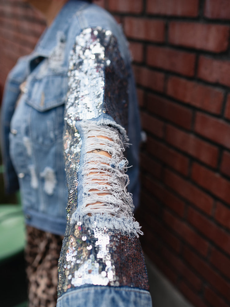 DISCO REBEL DISTRESSED DENIM JACKET