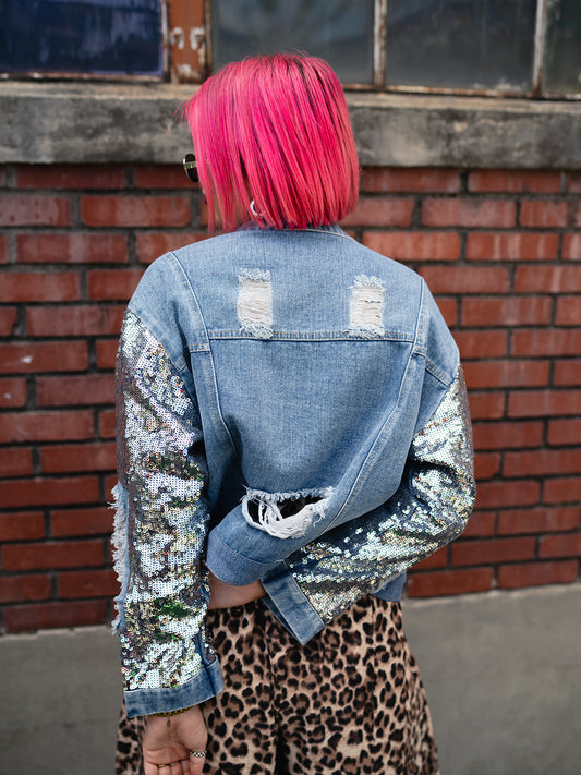 DISCO REBEL DISTRESSED DENIM JACKET
