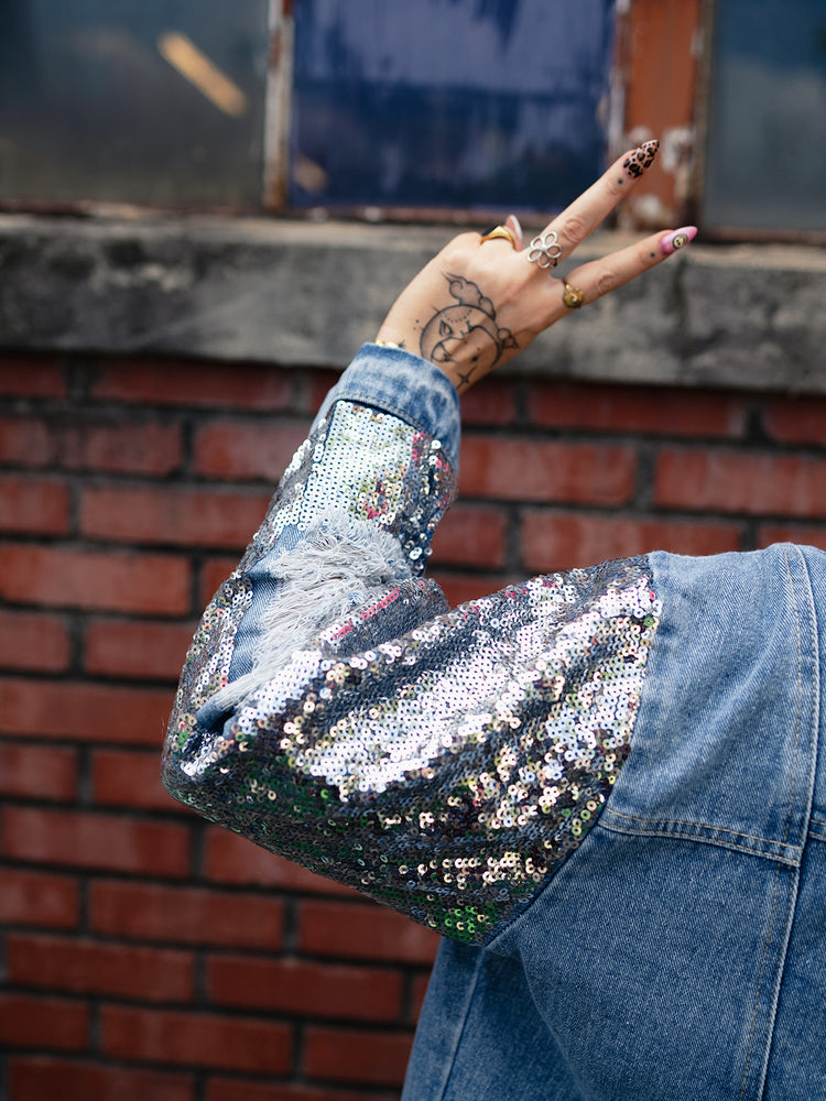 DISCO REBEL DISTRESSED DENIM JACKET