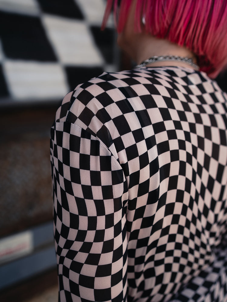 REALITY CHECK MESH MIDI DRESS