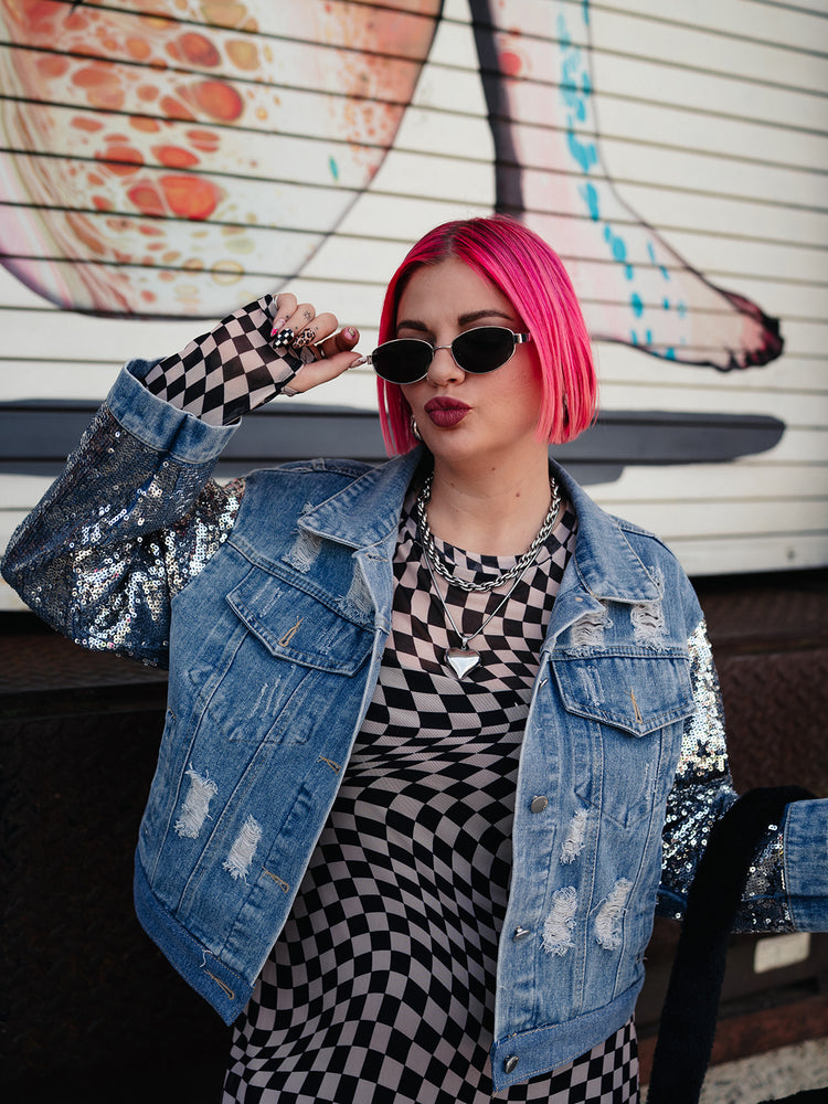 DISCO REBEL DISTRESSED DENIM JACKET