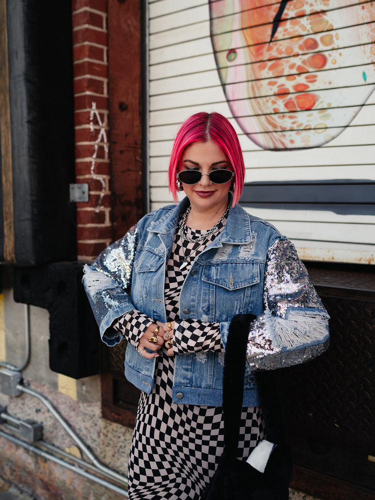 DISCO REBEL DISTRESSED DENIM JACKET
