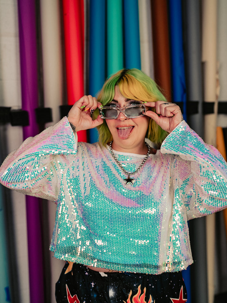 OUT OF THIS WORLD SEQUIN TOP