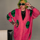 *PREORDER* ALIEN SUPERSTAR OVERSIZED KNIT CARDIGAN IN BUBBLEGUM