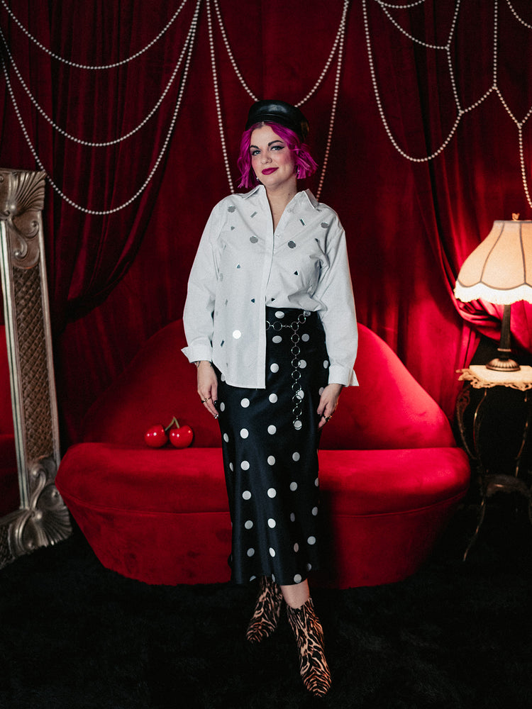 HEARTBREAKER POLKA DOT SLIP SKIRT