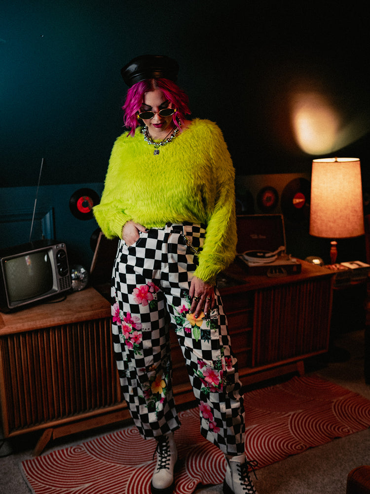 NEON DAYDREAM FUZZY KNIT SWEATER