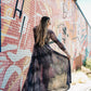 FIERCE FEMALE MESH MAXI DRESS IN MIDNIGHT MAYHEM