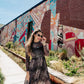 FIERCE FEMALE MESH MAXI DRESS IN MIDNIGHT MAYHEM