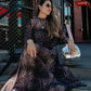 FIERCE FEMALE MESH MAXI DRESS IN MIDNIGHT MAYHEM