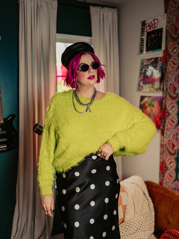 NEON DAYDREAM FUZZY KNIT SWEATER
