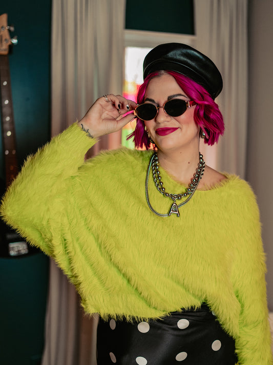 NEON DAYDREAM FUZZY KNIT SWEATER