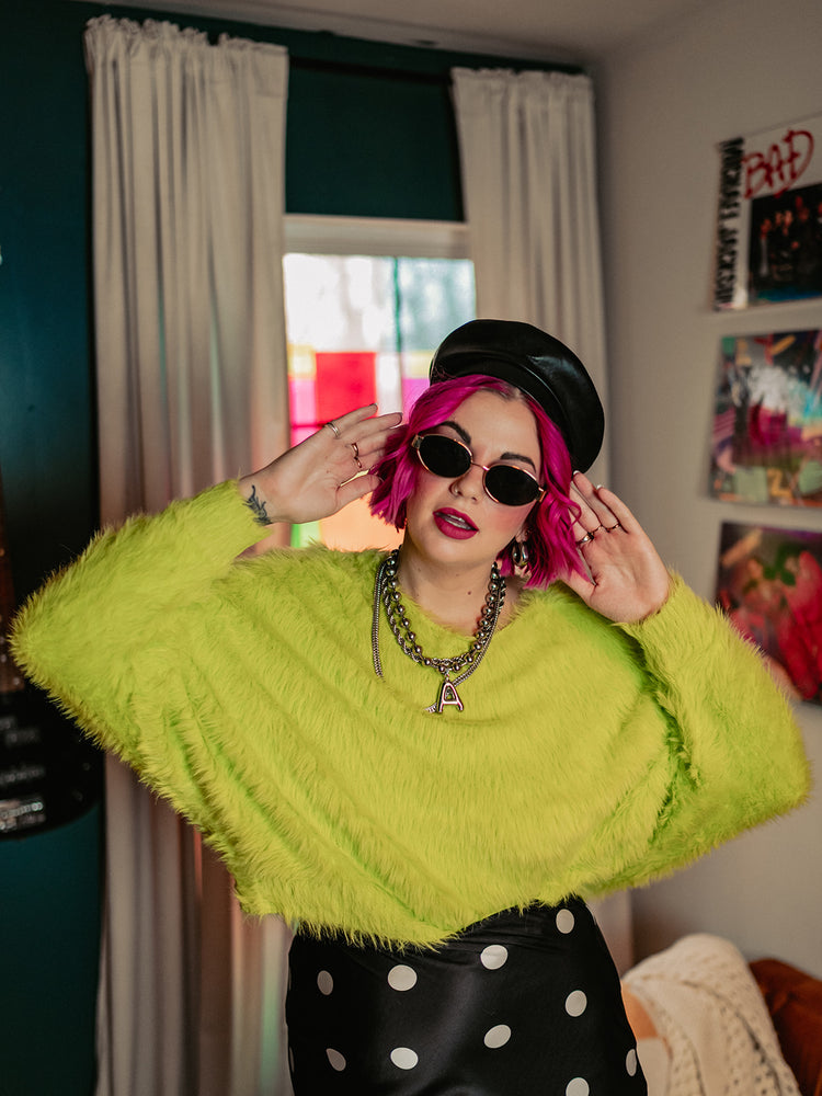 NEON DAYDREAM FUZZY KNIT SWEATER