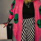 *PREORDER* ALIEN SUPERSTAR OVERSIZED KNIT CARDIGAN IN BUBBLEGUM