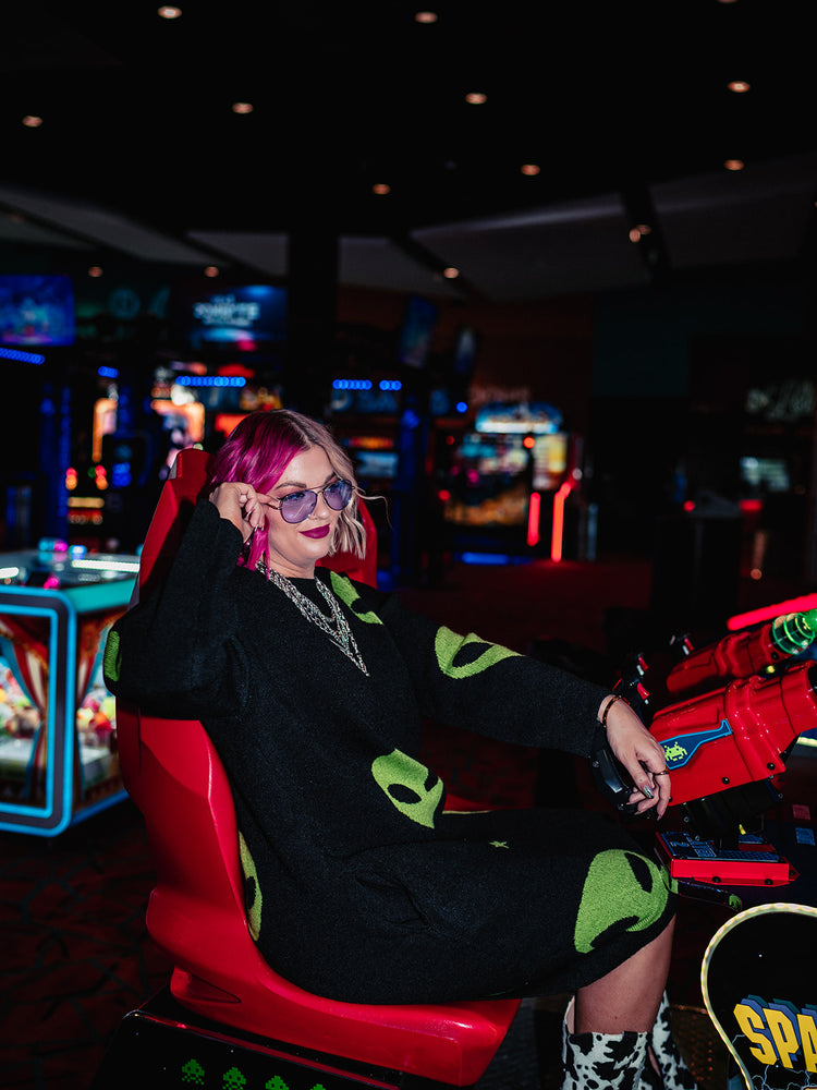 STAY WEIRD ALIEN SWEATER DRESS