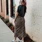 REBEL SOUL LEOPARD DENIM MAXI SKIRT S-XL