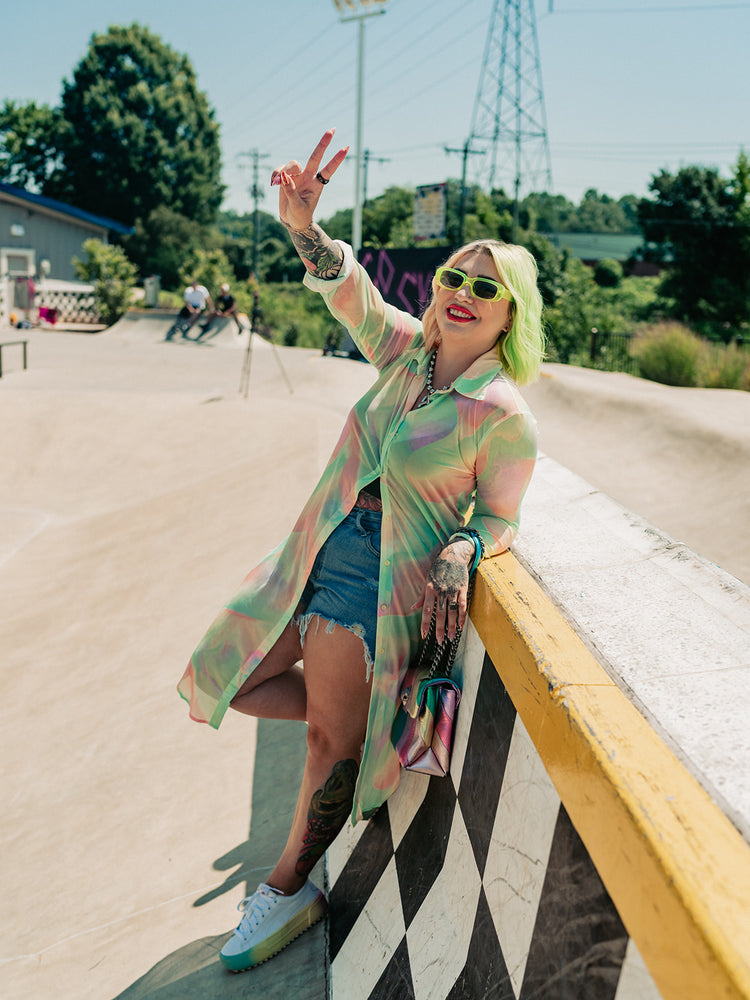 MOOD RING TIE DYE MESH TOP