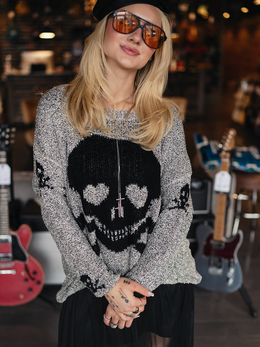 FADE TO BLACK SKULL SWEATER