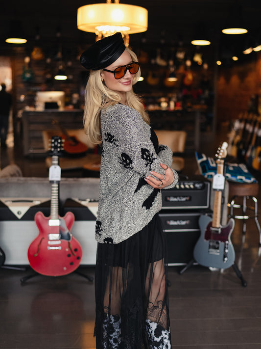 FADE TO BLACK SKULL SWEATER