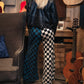 SPLIT DECISION CHECKERED PANTS IN BLUE HAZE S-3XL