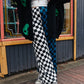 SPLIT DECISION CHECKERED PANTS IN BLUE HAZE S-3XL