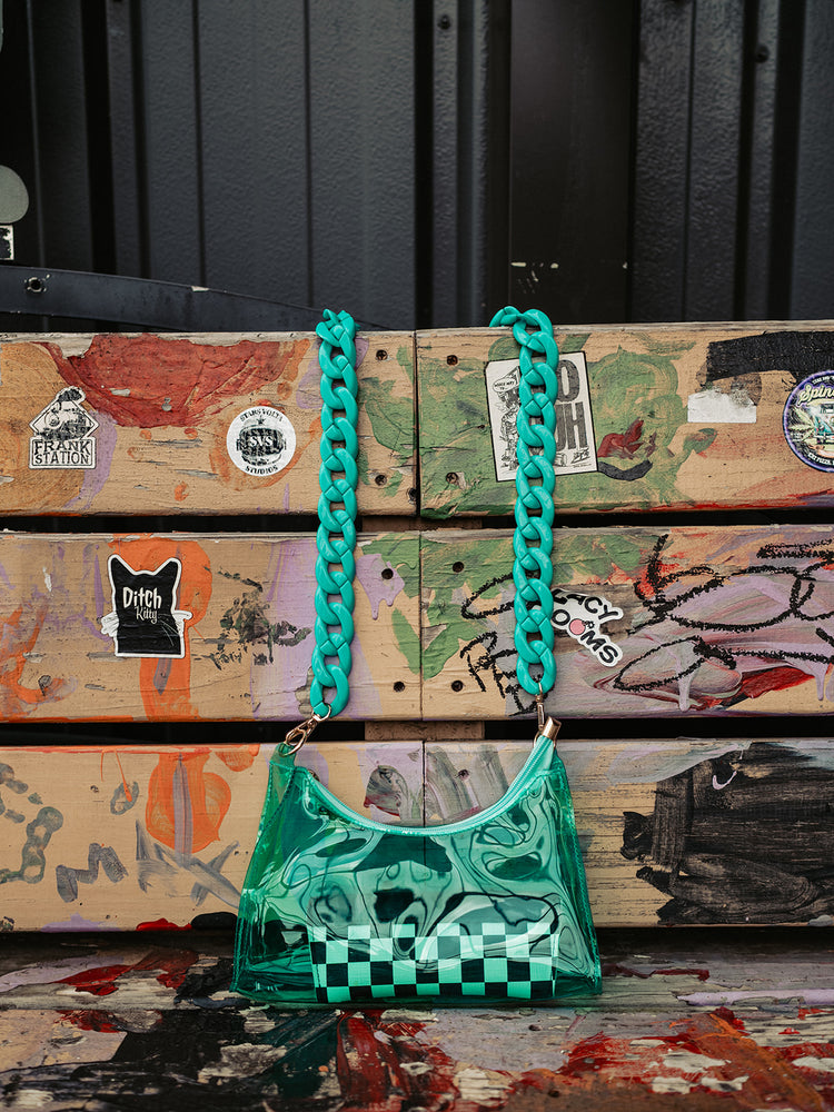 BACKSTAGE PASS CLEAR CONCERT BAG IN TOTALLY TURQUOISE