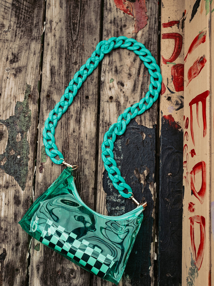 BACKSTAGE PASS CLEAR CONCERT BAG IN TOTALLY TURQUOISE