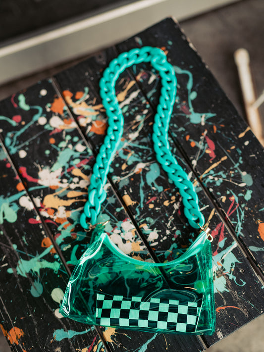 BACKSTAGE PASS CLEAR CONCERT BAG IN TOTALLY TURQUOISE