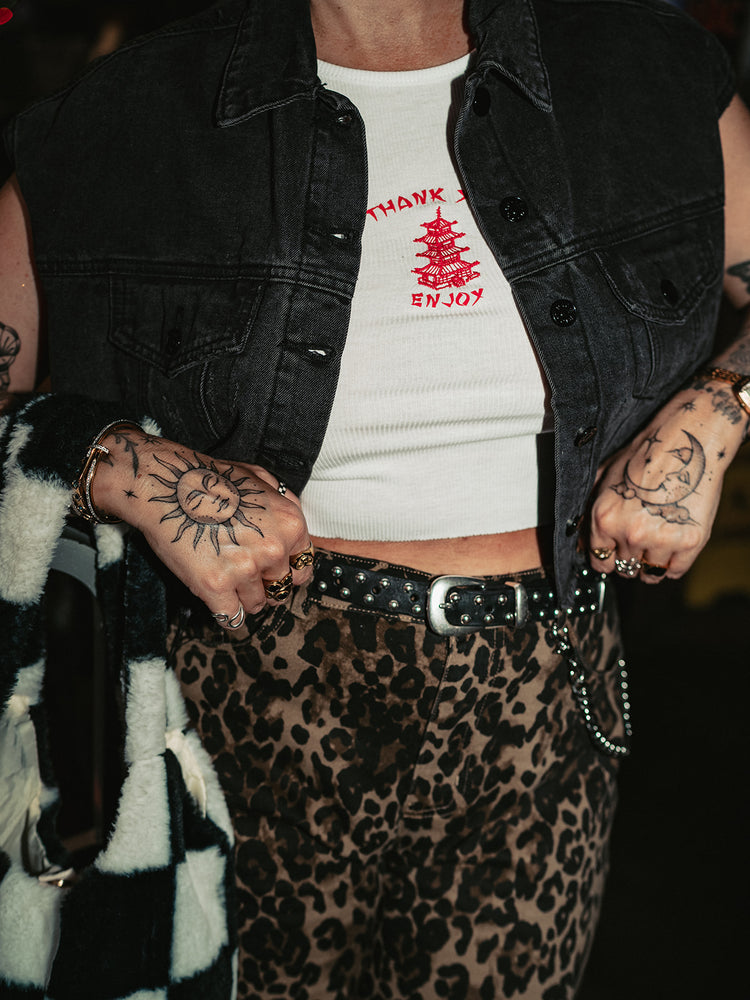REBEL HEART LEOPARD PRINT DENIM SHORTS