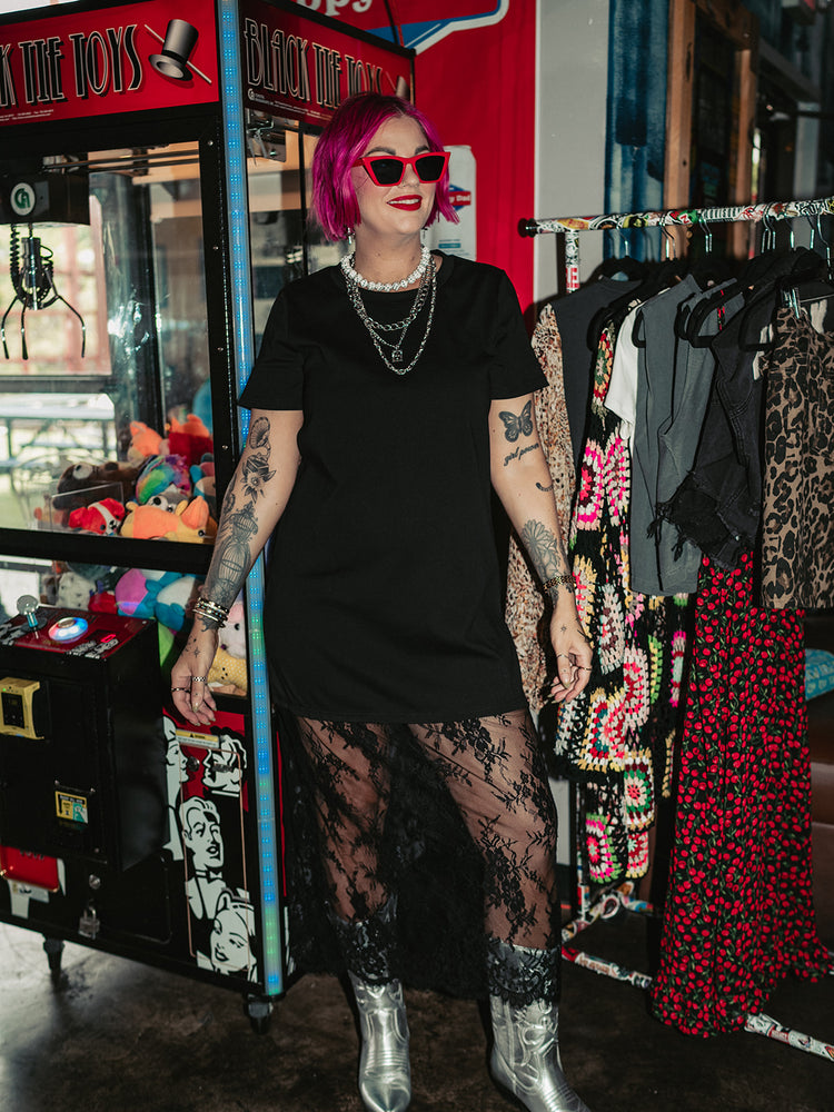 FREE SPIRIT LACE T-SHIRT DRESS