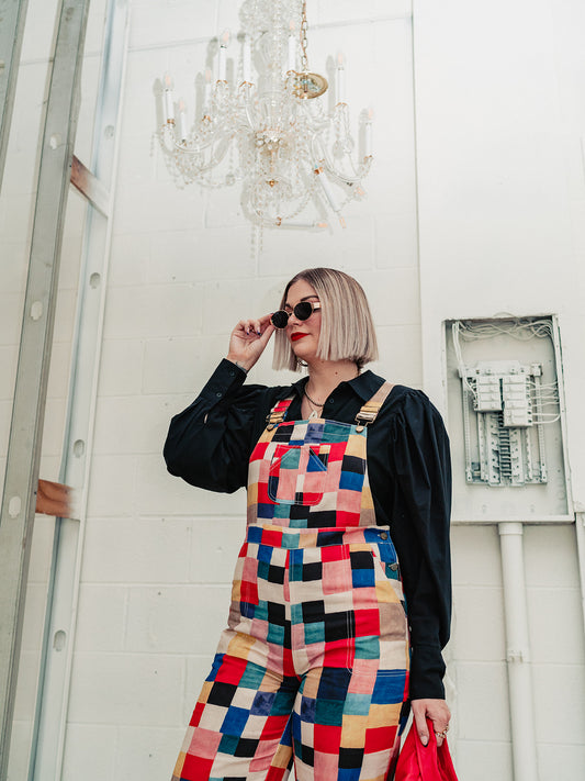*JUST RESTOCKED!* C'EST LA VIE SQUARE PRINT OVERALLS S-XL