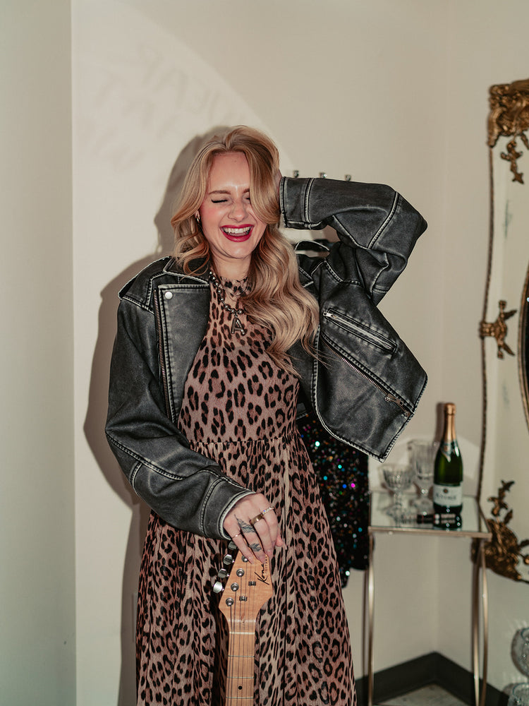 FIERCE FEMALE LEOPARD MESH MAXI DRESS