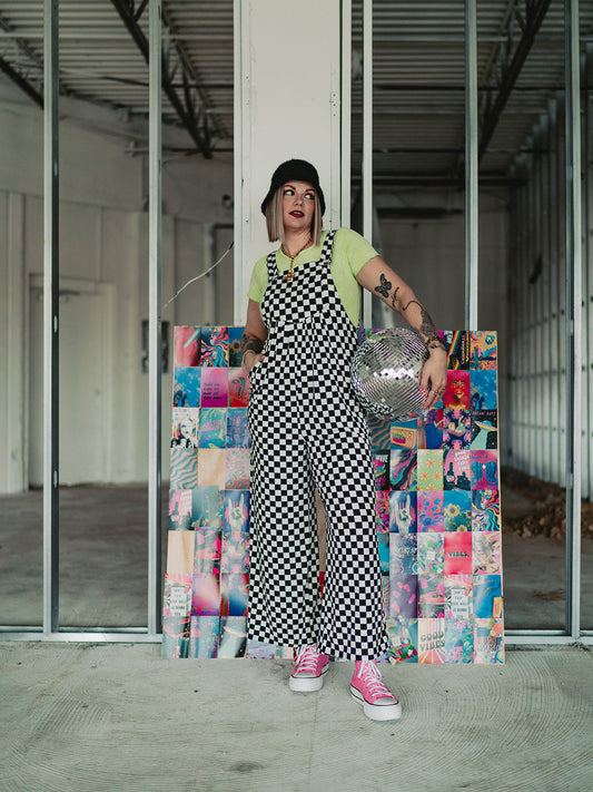 *JUST RESTOCKED!* RULE BREAKER CHECKERED OVERALLS S-XL