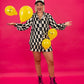 DOPAMINE QUEEN CHECKERED PLISSE SET