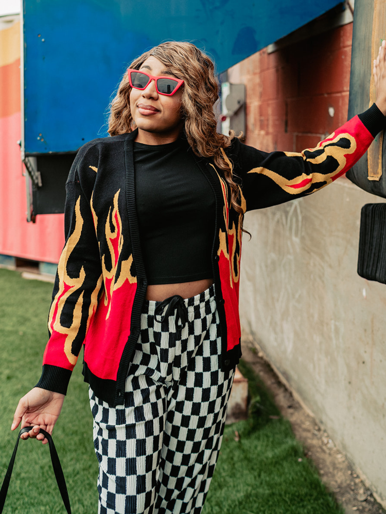 GIRL ON FIRE KNIT CARDIGAN