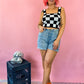 SUMMER BABY CHECKERED PRINT KNIT TOP