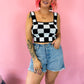 SUMMER BABY CHECKERED PRINT KNIT TOP IN BLACK/WHITE