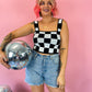 SUMMER BABY CHECKERED PRINT KNIT TOP