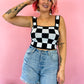 SUMMER BABY CHECKERED PRINT KNIT TOP
