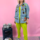 NO BAD VIBES PATCHED OUT LUXE JACKET IN DENIM