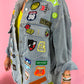 NO BAD VIBES PATCHED OUT LUXE JACKET IN DENIM