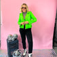 MAKE A STATEMENT LUXE MOTO JACKET IN APPLE GREEN