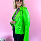 MAKE A STATEMENT LUXE MOTO JACKET IN APPLE GREEN