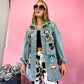 NO BAD VIBES PATCHED OUT LUXE JACKET IN DENIM