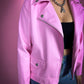 FREE TO FLY FAUX LEATHER MOTO JACKET IN BUBBLEGUM PINK