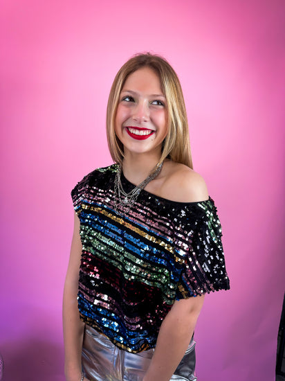 GLAM ROCK SEQUIN STRIPED TOP Shop Alora Eden