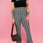 SCENE QUEEN GEO PRINT RIBBED FLARE PANTS