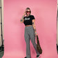 SCENE QUEEN GEO PRINT RIBBED FLARE PANTS
