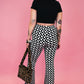 SCENE QUEEN GEO PRINT RIBBED FLARE PANTS
