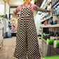 SKATER GIRL WIDE LEG CHECKERED OVERALLS